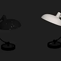 Stylish Black And White Table Lamps With Curved Arm And Round Shade Design