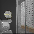 Modern Clothing Store Interior With Wall of Displayed Shoes Staircase And Clothing Displays