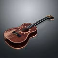 Wooden Brown Guitar With Decorative Star Patterns Black Strings And Neck For Daily Use