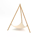 White Hammock With Triangular Wooden Frame And Simple Hanging Design Structure 3d model