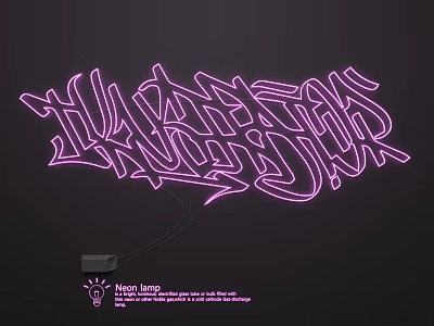 Pink Graffiti Style Neon Lamp Decorative Lighting For Wall Art Design 3d model