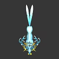 Blue Deer With Blue Antlers Yellow Decorations Neck Ring Feather Like Tail And Yellow Scroll