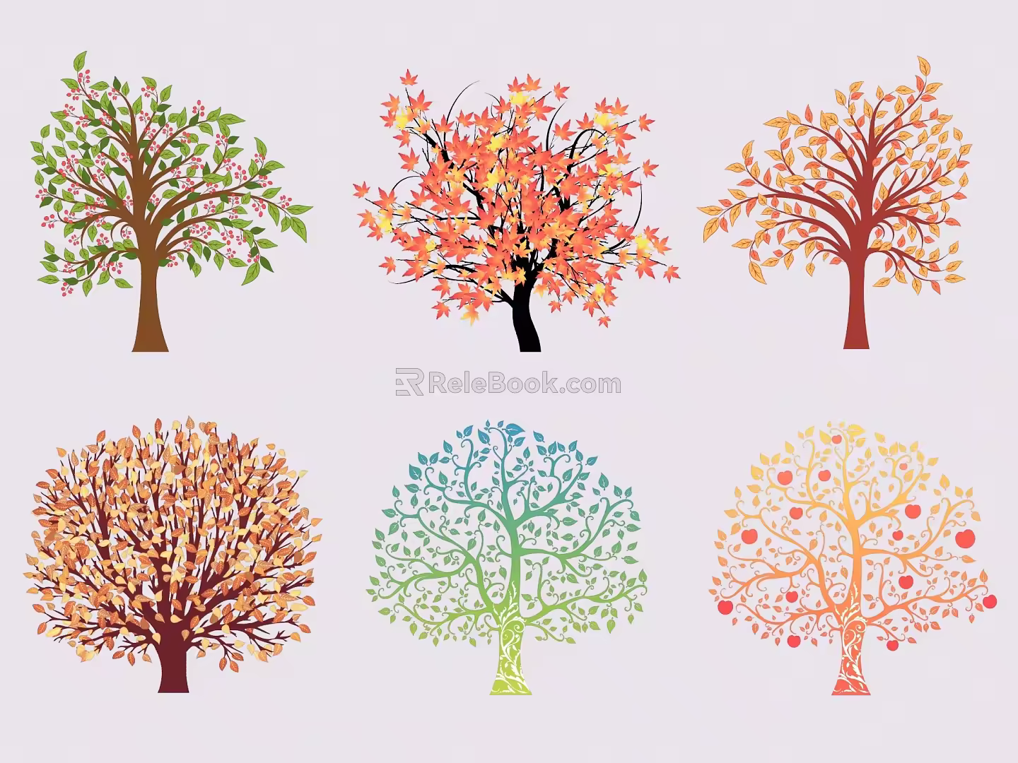 2D Color Art Tree Color Flower Tree Decorative Tree 3d model