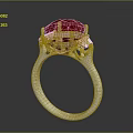 Elegant Silver Ring With Large Pink Gemstone And Sparkling Accent Diamonds 3d model