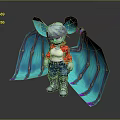 Game And Movie Character With Large Ears Turquoise Wings Red Jacket Blue Jeans Gray Boots