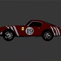Red Vintage Racing Car With White Stripes And Number 19 Classic Design