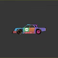 Colorful Low Poly Car With Number 28 Logos And Reflective Surface Design