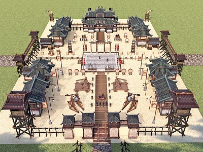 Ancient Military Stronghold Ancient Cold Weapon Point General Challenge Arena Ancient Weapon 3d model