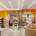 Modern Supermarket Grocery Store With Shelves Displaying Various Products And Cash Registers