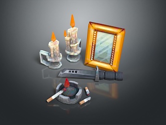 Modern Photo Frame Ashtray Candlestick Mirror Dagger 3d model