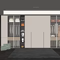 Modern Wardrobe Interior Design With Glass Doors Hanging Clothes And Lighting