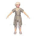 Young Character With Turban And Gray Robe Standing With Outstretched Arms