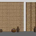 Log Pillar Homestay Partition Railing Fence 3d model