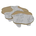 Elegant Modern Coffee Table Combination With Marble Tops And Gold Metal Frames 3d model