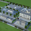 Modern Industrial Factory Complex Layout With Multiple Buildings Greenery And Facilities 3d model
