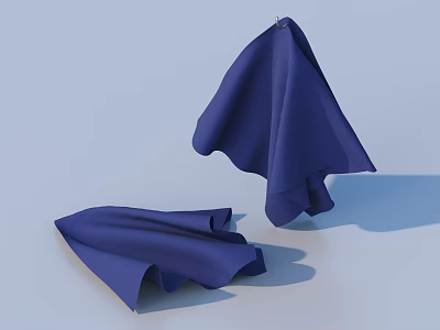 Blue Household Fabric Two Pieces One Unfolded One Folded On Light Blue Background 3d model