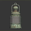 Vintage Metal Lantern Furniture with Grid Grille Design Handle and Green Patina Finish