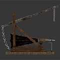 Hand Operated Hardware Tool With Wooden Frame And Metal Chain Components