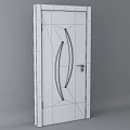 White Hinged Door with Curved Cutout Patterns and Silver Handle in Modern Style
