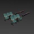 Comfortable Cinema Seats with Blue Upholstery Wooden Armrests and Armrest Tables
