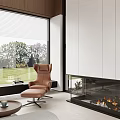 Modern Living Dining Room Interior With Open Layout Sofa Fireplace Marble Wall And Wooden Ceiling