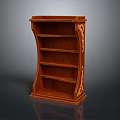 Classic Wooden Bookshelf With Carved Decorations Multiple Shelves And Dark Brown Finish