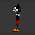 Game Movie Character With Stretched Arms Large Black Ears Red Shorts Yellow Shoes