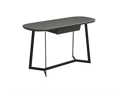 Functional Desk with Gray Tabletop and Black Metal Frame Modern Minimalist Design and Storage Drawer 3d model