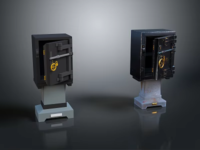 Household Safe Boxes With Black Exterior Lock Mechanism And Stable Base 3d model