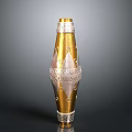 Elegant Golden Vase With Silver Decorations And Geometric Patterns For Home Decor
