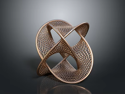 Modern Decorative Metal Equipment With Intertwined Rings And Perforated Mesh Design 3d model