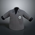 Gray Casual Collared Coat Featuring Black Cuffs And Round Chest Badge 3d model