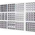 Different Designs of Decorative Lattice Windows with Metal Frames in Grid