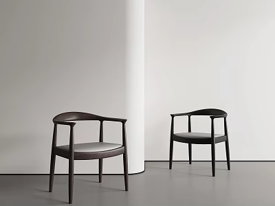 Leisure Chairs with Dark Wooden Frame Armrests Minimalist Design Upholstered Seat for Modern Interior 3d model