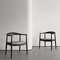Leisure Chairs with Dark Wooden Frame Armrests Minimalist Design Upholstered Seat for Modern Interior