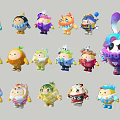 Cute Colorful Cartoon Charms with Varied Character Designs and Decorative Styles