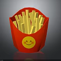 Crispy French Fries in Red Box With Yellow Smiley Face Design