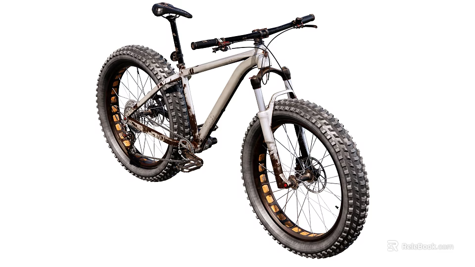 Fat Bike Bicycle With Oversized Tires For Off Road Terrain And Sturdy Frame 3d model 