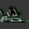 Green and White Building Blocks Crocodile Model Constructed with Detailed Design