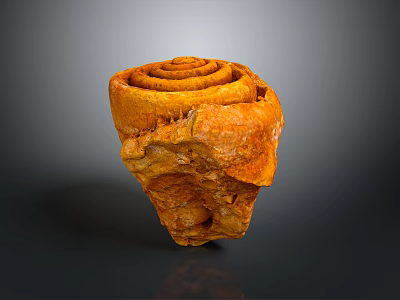 Freshly Baked Golden Brown Cinnamon Roll With Spiral Structure And Soft Flaky Layers 3d model
