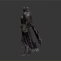 Armored Warrior 3D Model With Metal Armor And Flowing Cloak