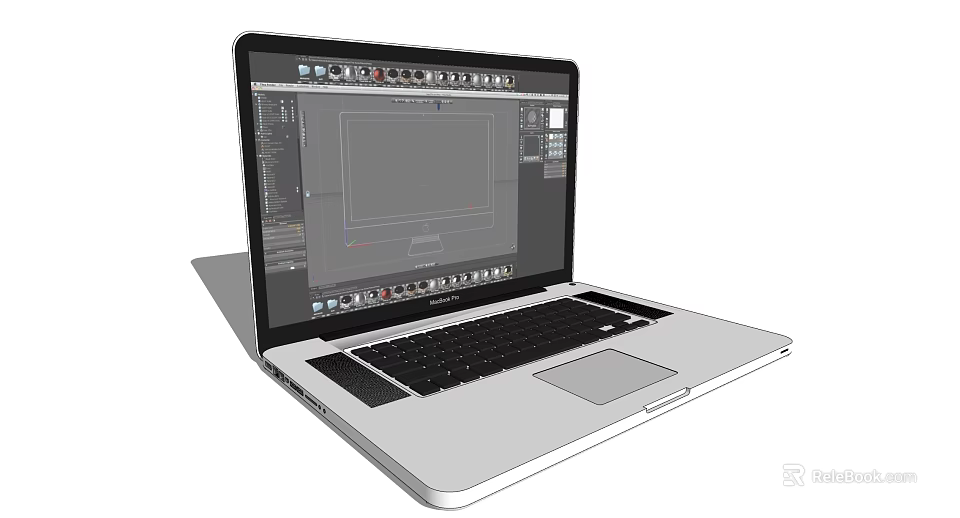 Laptop Running Design Software With Screen Display Interface And Canvas Toolbars 3d model
