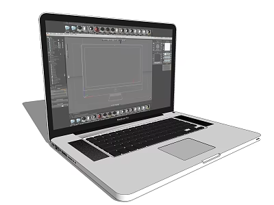 Laptop Running Design Software With Screen Display Interface And Canvas Toolbars 3d model