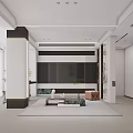 Modern Living and Dining Room Interior Design With White Blinds Sofa Coffee Table And Plants