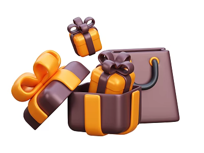 Decorative Ornament Set With Gift Boxes Bows And Handbag For Home Decoration 3d model