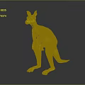 Orange and Beige Kangaroo in Standing Pose Against Gray Gradient Background With Reflective Surface