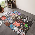 Vibrant Square Rug With Colorful Cartoon Characters For Indoor Living Space Decoration