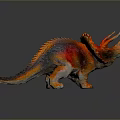 Colorful Triceratops Dinosaur Toy With Vibrant Red Orange And Blue Details