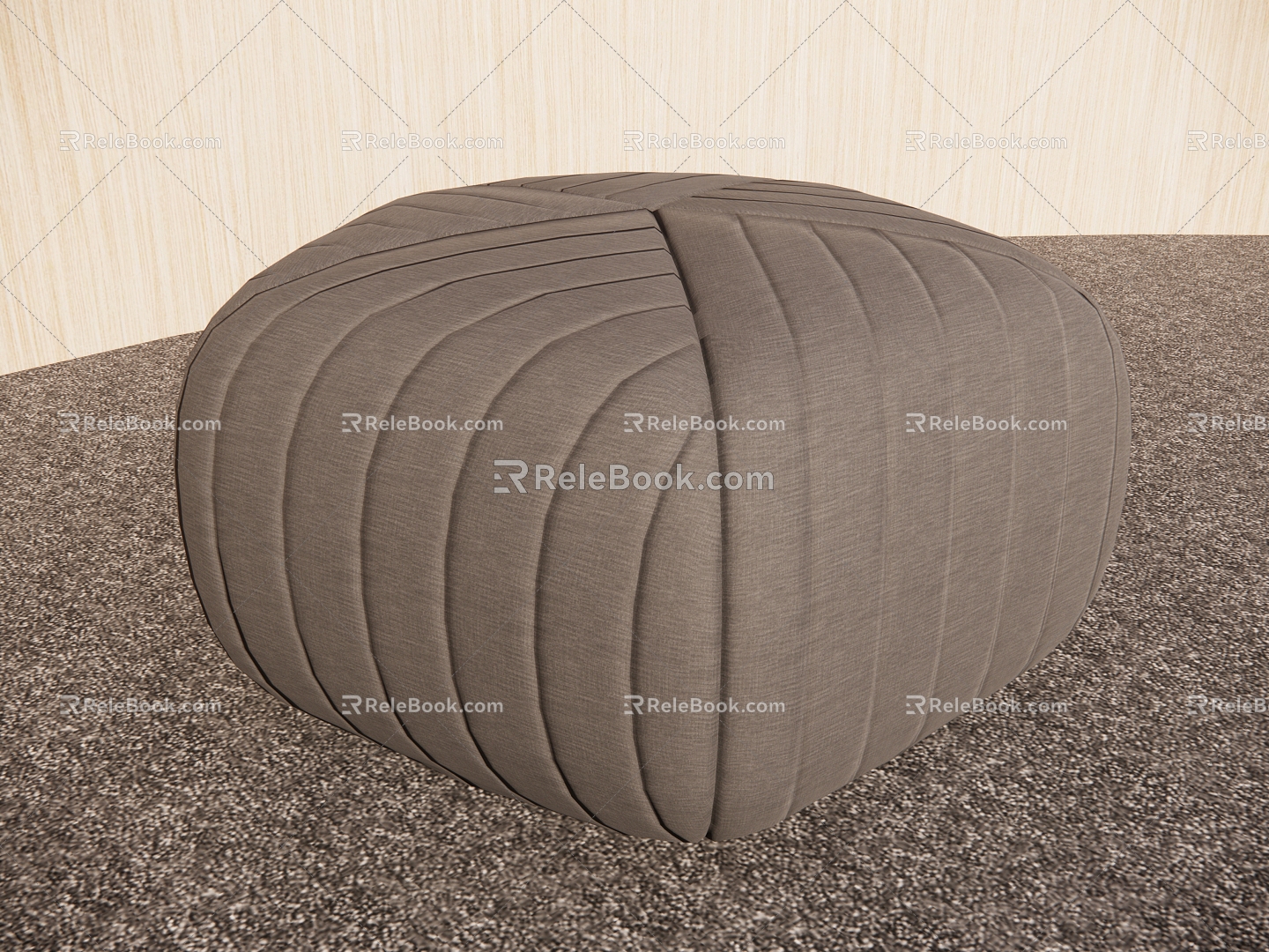 Modern Round Sitting Stool Cloth Ottoman Sofa Stool 3d model