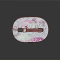 Stylish Clothing Accessory Storage Box With Pink Floral Pattern Red Trim And Handle
